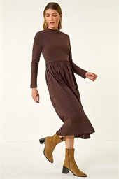 Cotton Stretch Jersey Mix Midi Dress