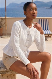 Petite Broderie Hem Stretch Cardigan