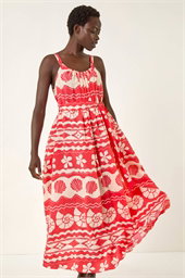Shell Print Strap Maxi Dress