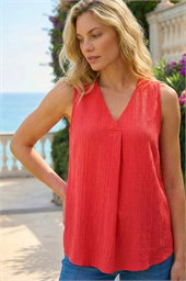 Textured Pleat Front Vest Top