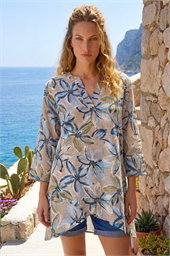 Floral Wrap Hem Tunic Top