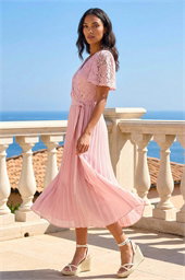 Lace Detail Wrap Midi Dress