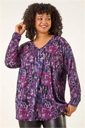 Curve Printed Stretch Tunic Top