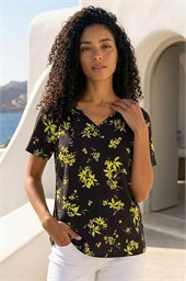 Floral Print Gathered Stretch Top