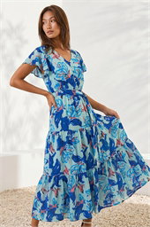 Floral Tiered Tie Waist Dress