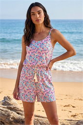 Confetti Print Tassel Tie Playsuit