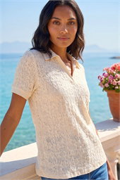Textured Collar V-Neck Top