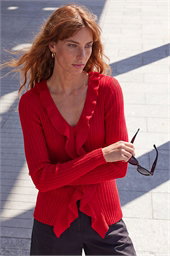 Frill Trim Ribbed Knit Top