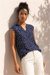 Polka Dot Print Stretch Top