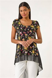 Floral High Low Hem Top
