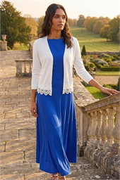 Scalloped Lace Trim Knitted Shrug