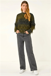 Tassel Stripe Crew Neck Jumper