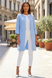 3/4 Sleeve Textured Longline Smart Jacket