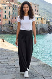 Petite Shirred Straight Leg Stretch Trouser