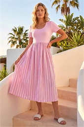 Textured Stripe Midi Dress
