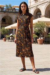 Floral Belted Midi Shirt Dress