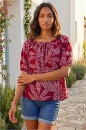 Floral Puff Print Bardot Top
