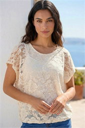 Floral Lace Overlay Stretch Top
