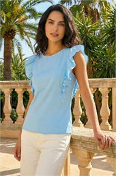Dusk Short Sleeve Ruffle Stretch Tee