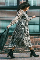 Curve Animal Print Frill Midi Dress