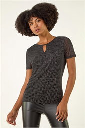 Embellished Keyhole Stretch Top