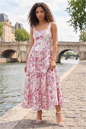 Petite Floral Seam Detail Midi Dress