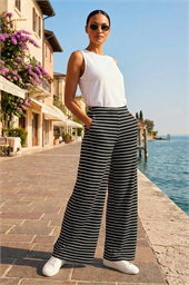 Dusk Stripe Wide Leg Stretch Trousers