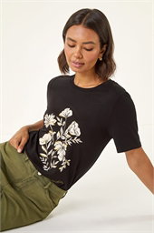 Floral Placement Short Sleeve T-Shirt
