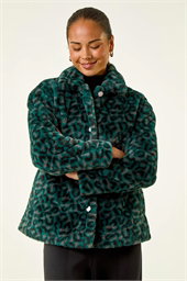 Petite Leopard Faux Fur Coat