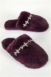 Embellished Faux Fur Mule Slipper