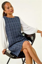 Petite Boucle Contrast Sleeve Dress