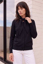 Tie Neck Soft Knit Cardigan