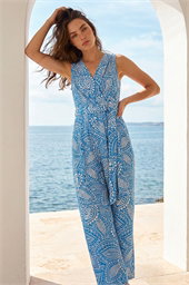 Petite Paisley Print Wrap Jumpsuit