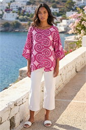 Spiral Print Asymmetric Tunic Top