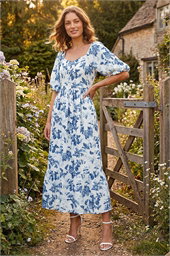 Petite Floral Print Midi Dress