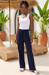 Tie Waist Bengaline Side Stripe Trouser
