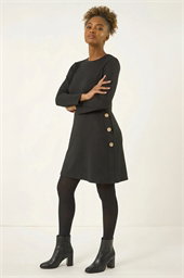 Side Button Detail Swing Dress