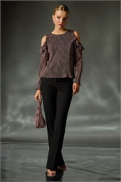 Shimmer Cold Shoulder Plisse Top