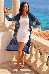 Wave Chevron Longline Knit Cardigan