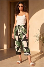 Petite Leaf Print Culotte Trouser