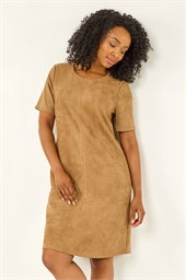 Petite Faux Suede Stretch Shift Dress