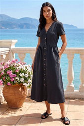 Denim Button Down Midi Dress