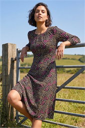 Square Neck Ditsy Dress
