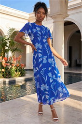 Floral Flutter Sleeve Midi Dress