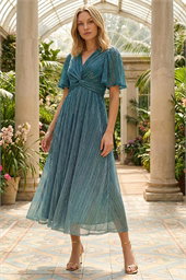 Ombre Plisse Midi Dress