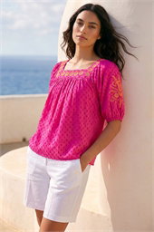 Embroidered Textured Top