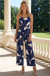Abstract Print Pocket Jumpsuit