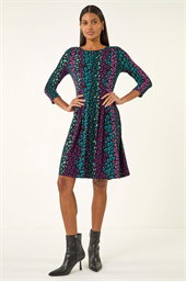 Animal Print Panel Stretch Dress