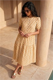 Geo Print Button Shirt Midi Dress