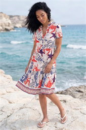 Starfish Print Button Down Dress